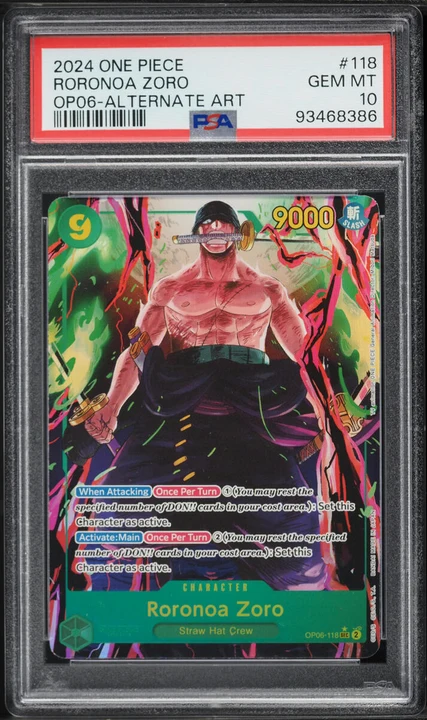 2024 OP06 Wings of the Captain Roronoa Zoro Alt Art #OP06-118 PSA 10