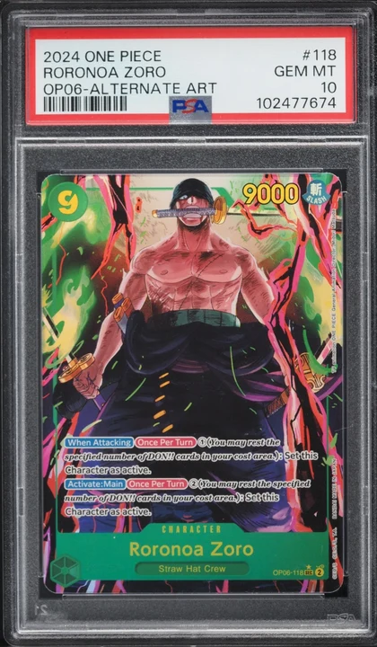 2024 OP06 Wings of the Captain Roronoa Zoro SEC #OP06-118 PSA 10