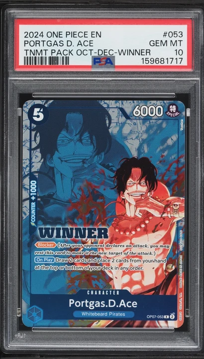2024 OP07 500 Years in the Future Portgas D. Ace Alt Art #OP07-053 (Winner) PSA 10
