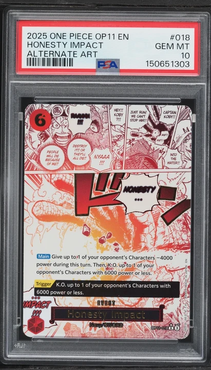 2025 OP11 A Fist of Divine Speed Honesty Impact Manga Rare #OP11-018 PSA 10