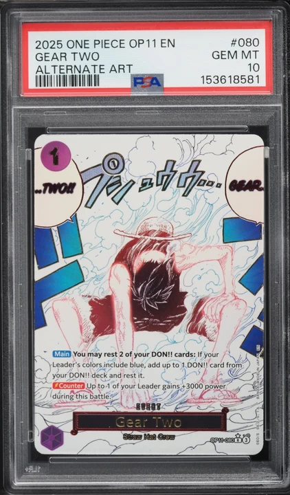 2025 OP11 A Fist of Divine Speed Gear Two Manga Rare #OP11-080 PSA 10