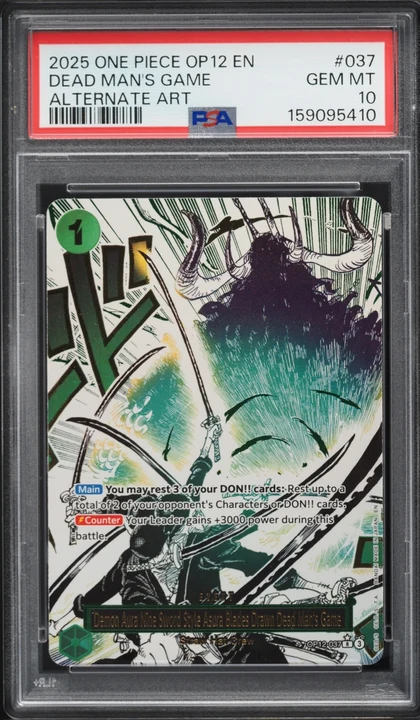 2025 OP12 Legacy of the Master Dead Man's Game Alt Art #OP12-037 PSA 10