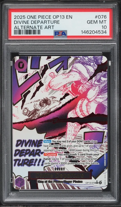 2025 OP13 Carrying On His Will Divine Departure Alt Art #OP13-076 PSA 10