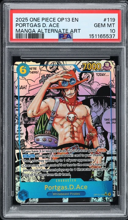 2025 OP13 Carrying On His Will Portgas D. Ace Manga Rare #OP13-119 PSA 10
