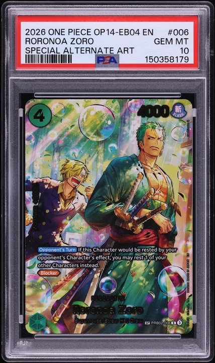 2024 PRB02 One Piece Card The Best Vol. 2 Roronoa Zoro Alt Art #PRB02-006 (The Best reprint) PSA 10