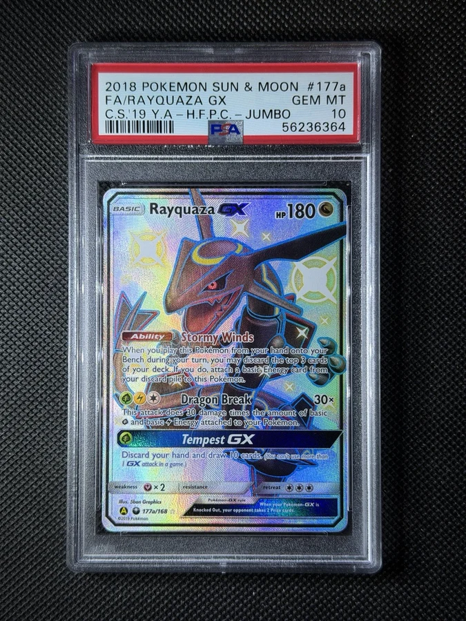 2018 Celestial Storm Shiny Rayquaza GX #177a PSA 10