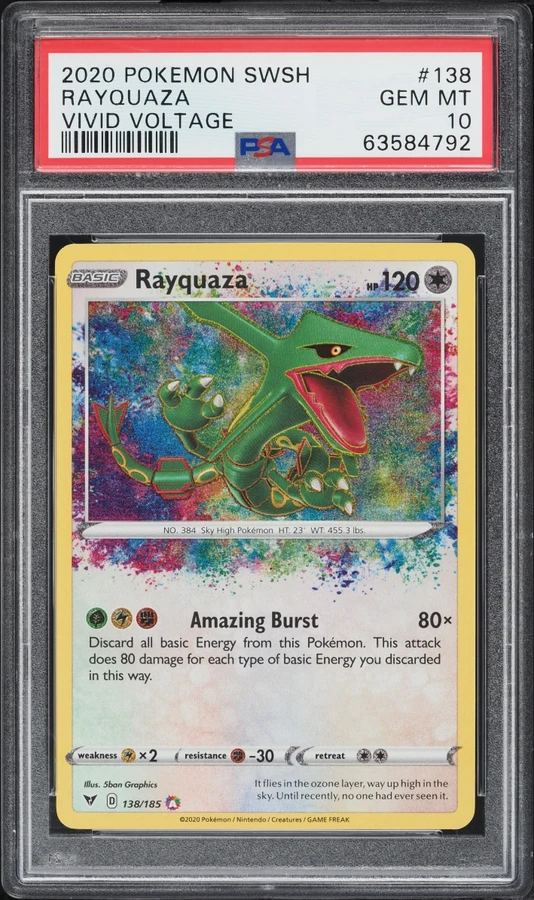 2020 Vivid Voltage Rayquaza (Amazing Rare) #138 PSA 10