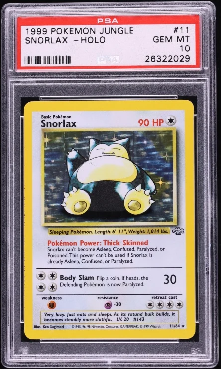 1999 Jungle Snorlax (Holo) #11 (Unlimited) PSA 10