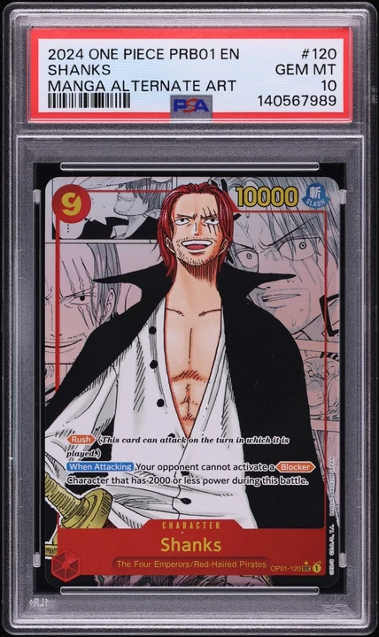 The Best Vol. 1 Shanks Manga Rare #OP01-120 (orig. OP01 Romance Dawn) PSA 10