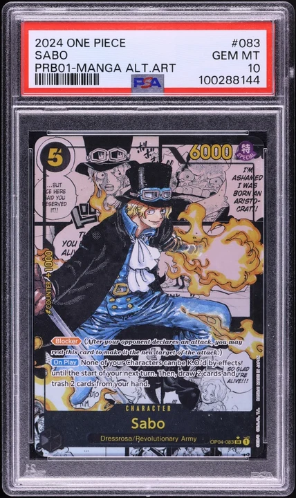 The Best Vol. 1 Sabo Manga Rare #OP04-083 (orig. OP04 Kingdoms of Intrigue) PSA 10