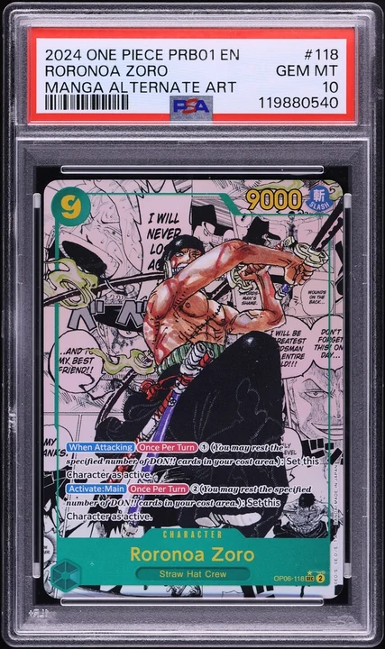 The Best Vol. 1 Roronoa Zoro Manga Rare #OP06-118 (orig. OP06 Wings of the Captain) PSA 10
