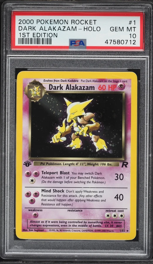 2000 Team Rocket 1st Edition Dark Alakazam #1 PSA 10