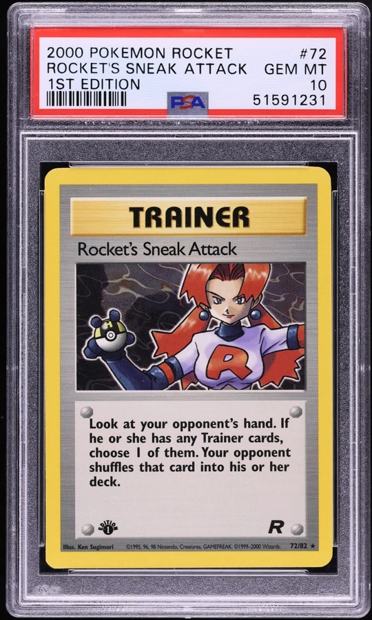 2000 Team Rocket 1st Edition Rocket'S Sneak #16 PSA 10