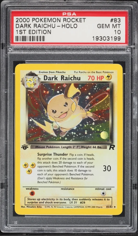 2000 Team Rocket 1st Edition Dark Raichu #83 PSA 10