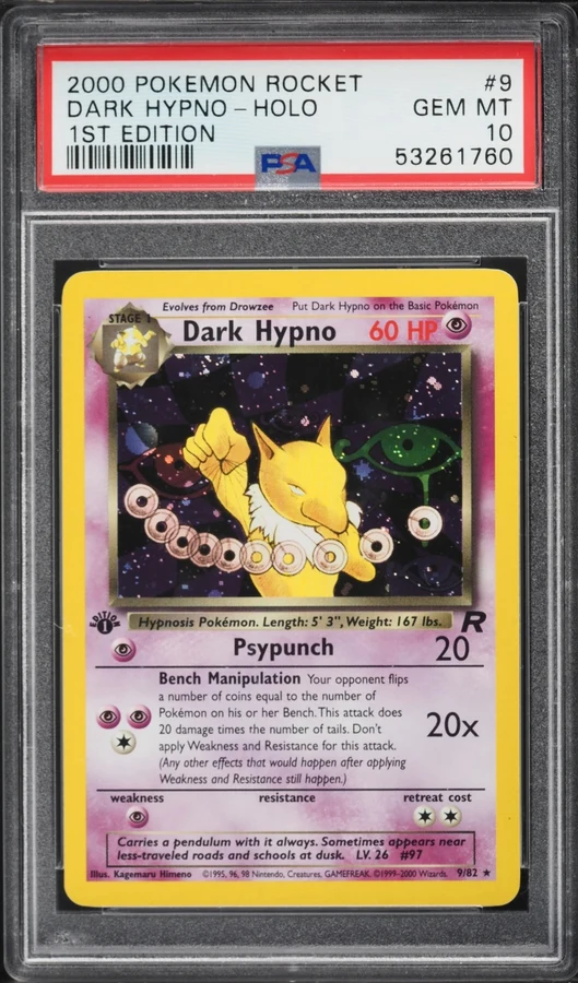 2000 Team Rocket 1st Edition Dark Hypno #9 PSA 10