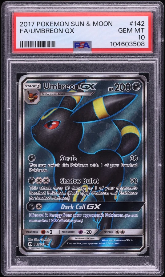 2017 Sun & Moon Umbreon GX (Full Art) #142 PSA 10
