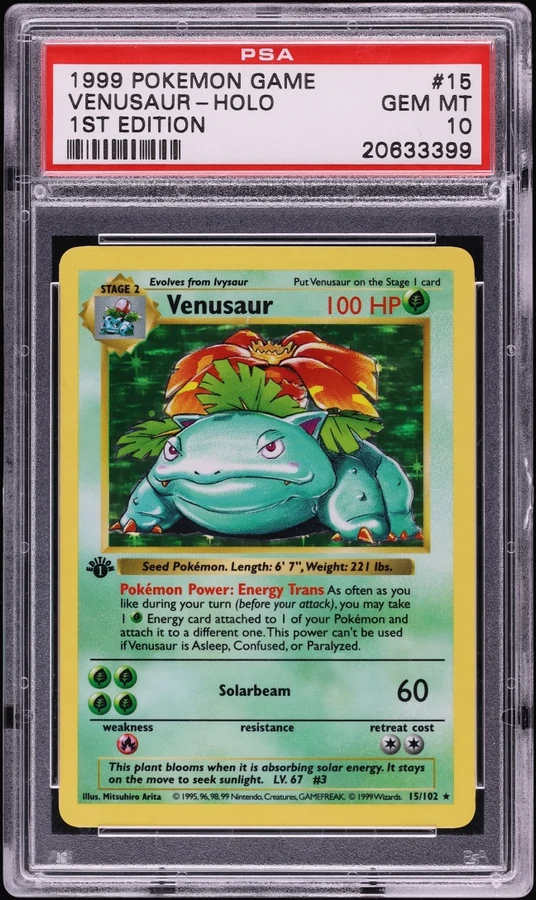 1999 Base Set 1st Edition Venusaur #15 PSA 10