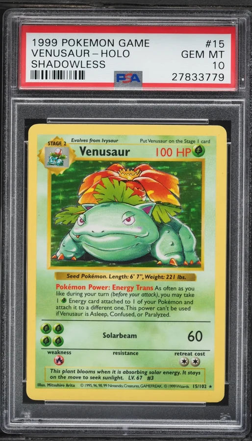 1999 Base Set Shadowless Venusaur #15