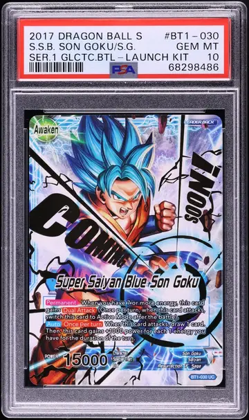 2017 Dragon Ball Super Galactic Battle Super Saiyan Blue Son Goku #BT1-30 PSA 10