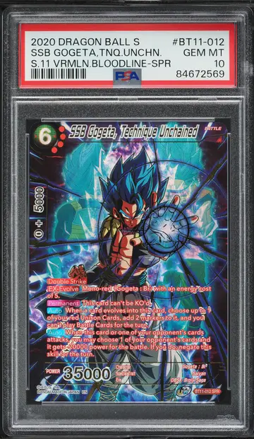2020 Dragon Ball Super Vermilion Bloodline SSB Gogeta Technique Unchained PSA 10