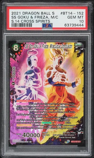 2021 Dragon Ball Super Cross Spirits SS Goku Frieza Miraculous Conclusion PSA 10