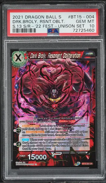 2021 Dragon Ball Super Saiyan Showdown Dark Broly, Resonant #BT15-004 PSA 10