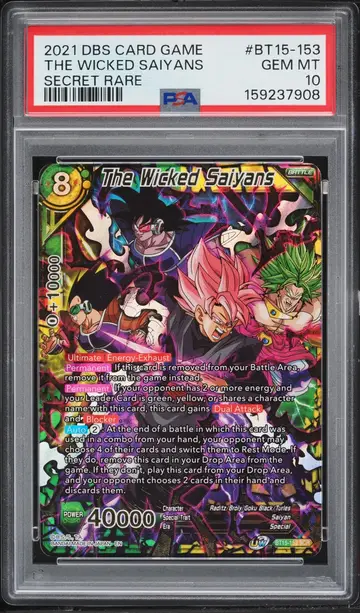 2021 Dragon Ball S Card Game Series 15 Saiyan Showdown Secret Rare The Wicked Saiyans PSA 10