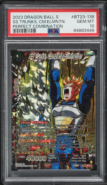 2023 Dragon Ball Super Perfect Combination SS Trunks Complete Elimination PSA 10