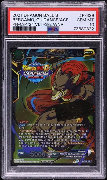 2021 Dragon Ball Super Tournament Promo Bergamo Guidance Of An Ace #P-329 PSA 10