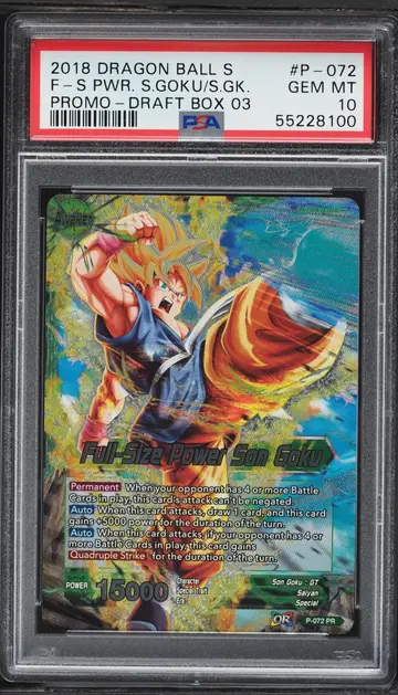 2018 Dragon Ball Super Draft Box 3 Full-Size Power Goku #P-072 PSA 10