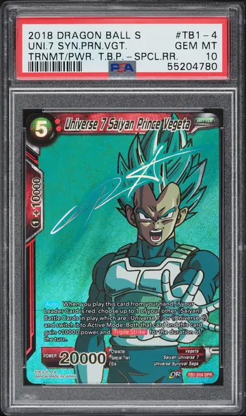 2018 Dragon Ball Super Tournament Of Power Universe 7 Saiyan Prince Vegeta #TB1-004 PSA 10