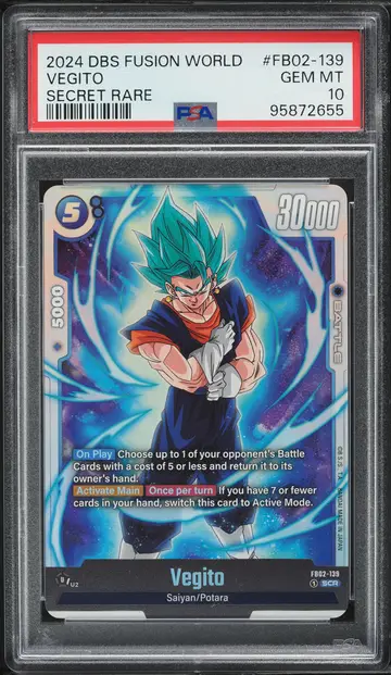 2024 Dragon Ball S Fusion World Blazing Aura Secret Rare Vegito #FB02-139 PSA 10